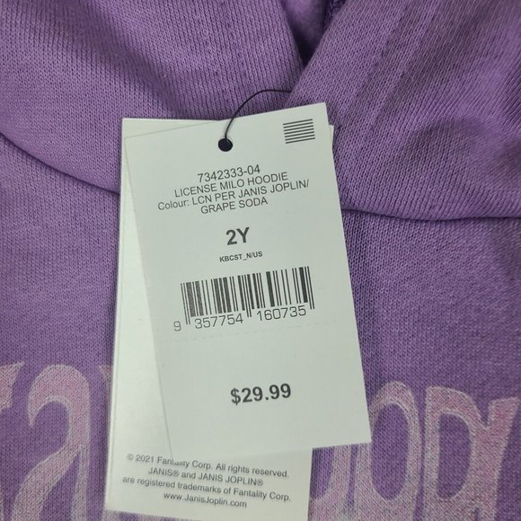 Janis Joplin‎ Milo Graphic Pullover Hoodie Grape Soda Size 2Y Youth todler - Picture 4 of 9